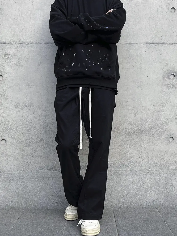 Black Slimming Micro-flared Overalls
