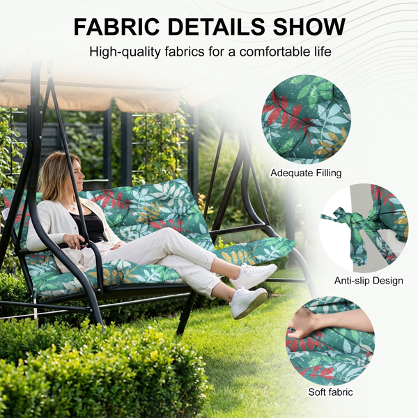 Outdoor Swing Cushions 70 Inch, Waterproof 4i Thick Porch Swing Cushion Replacement With Backrest And Ties, Comfortable 2-3 Seat Pation Swing Pad For Backyard, Garden, Lawn, Outdoor Furniture-Flower — view 4