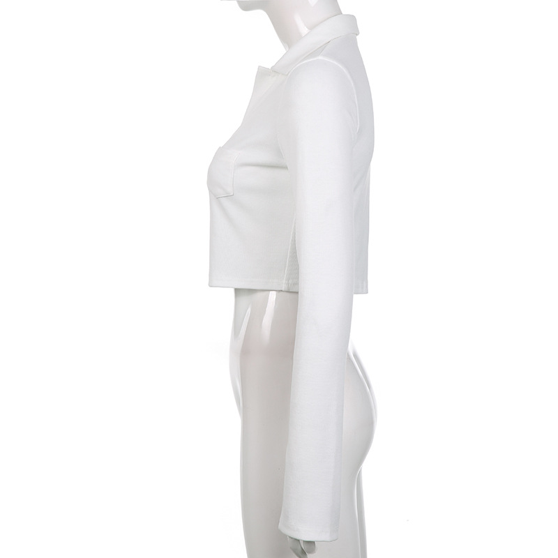 Basic Lapel Long Sleeved Shirt For Women