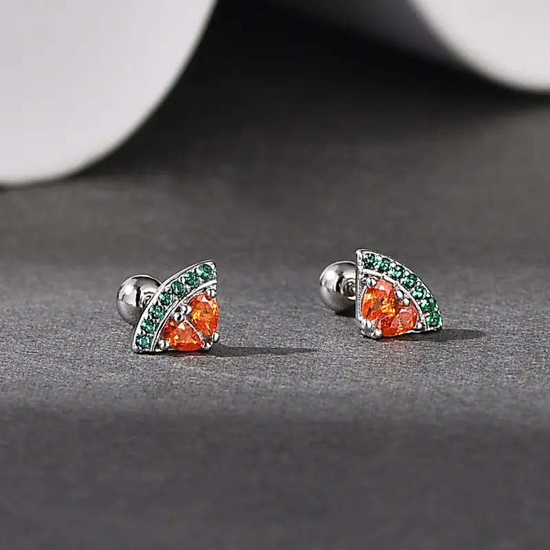 Women's Fashion Simple Watermelon Shape Zircon Ear Bone Stud