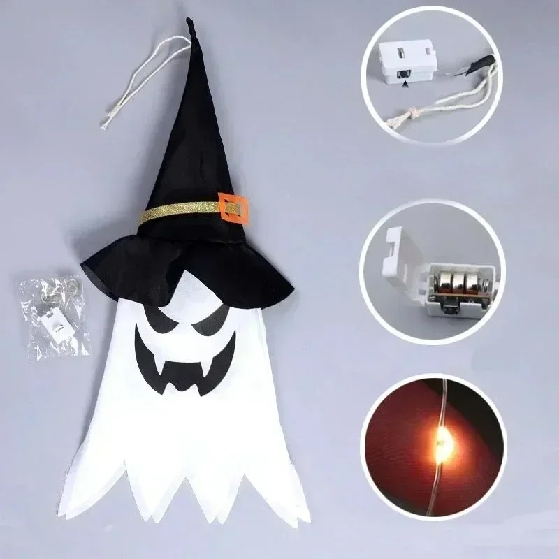 3 & 6x Halloween LED Ghost Witch Hat Light Outdoor Garden