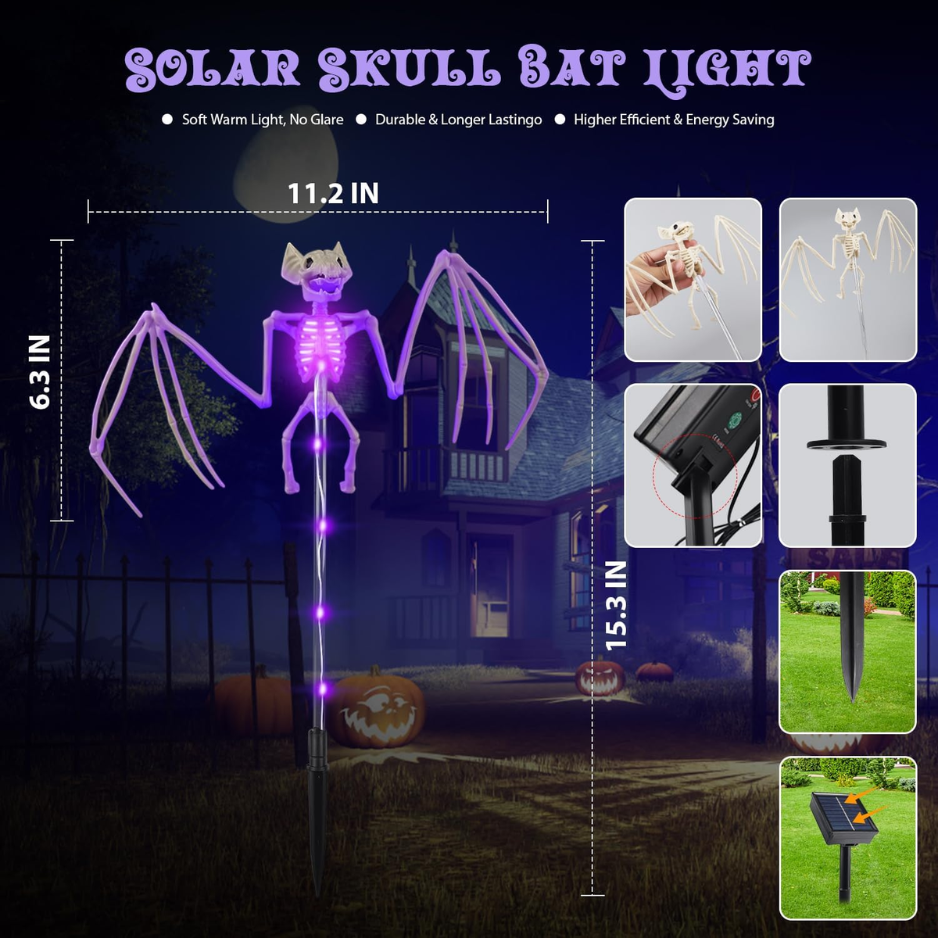 Lampes solaires de jardin chauves-souris Halloween 3