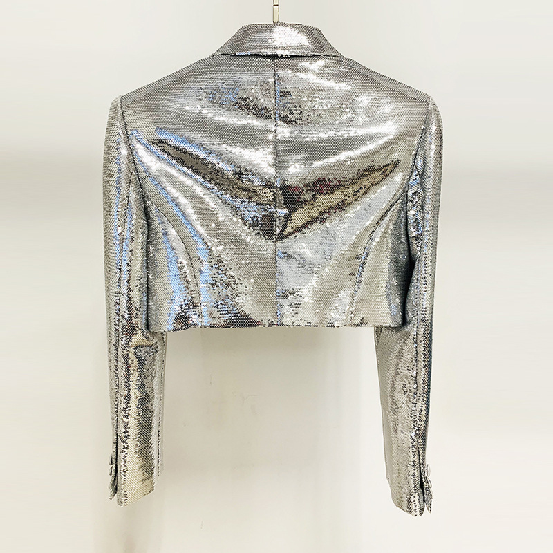 Shiny Sequin Short Suit Half Skirt Suit Two-piece Set