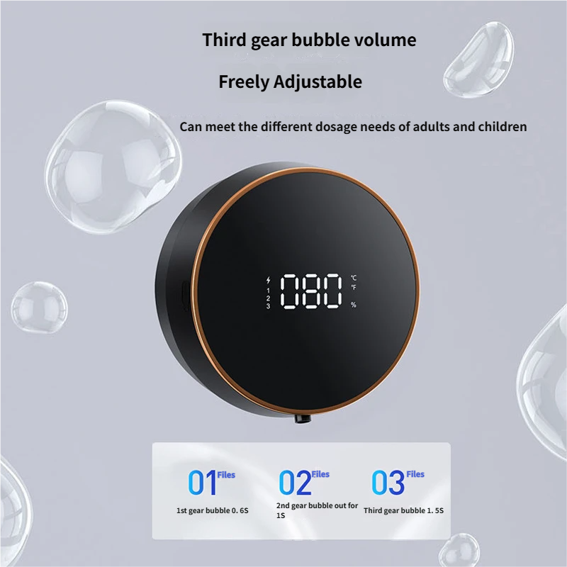 Automatic Sensor Soap Dispenser 300ml Black USB Rechargeable 180 Days Standby Electroplated Polished