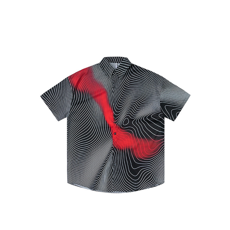 Men's And Women's Retro Line Tie-dye Short-sleeved Shirt