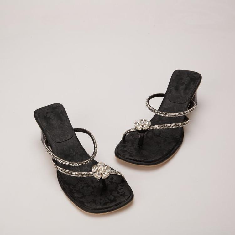 Exquisite Rhinestone Flower Slippers For Women's Summer Outdoor Wear, French... 4