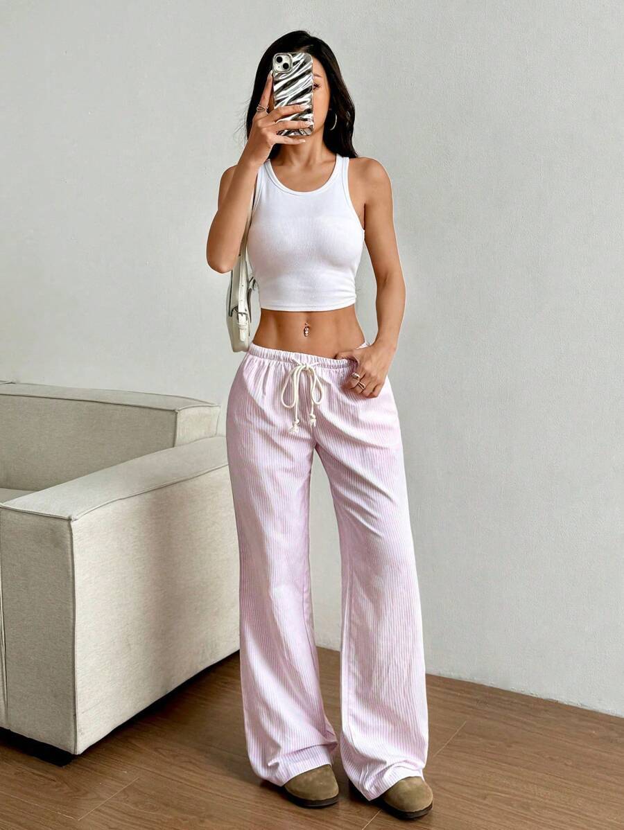 Striped Sweet Wide-leg Pants Mopping Casual