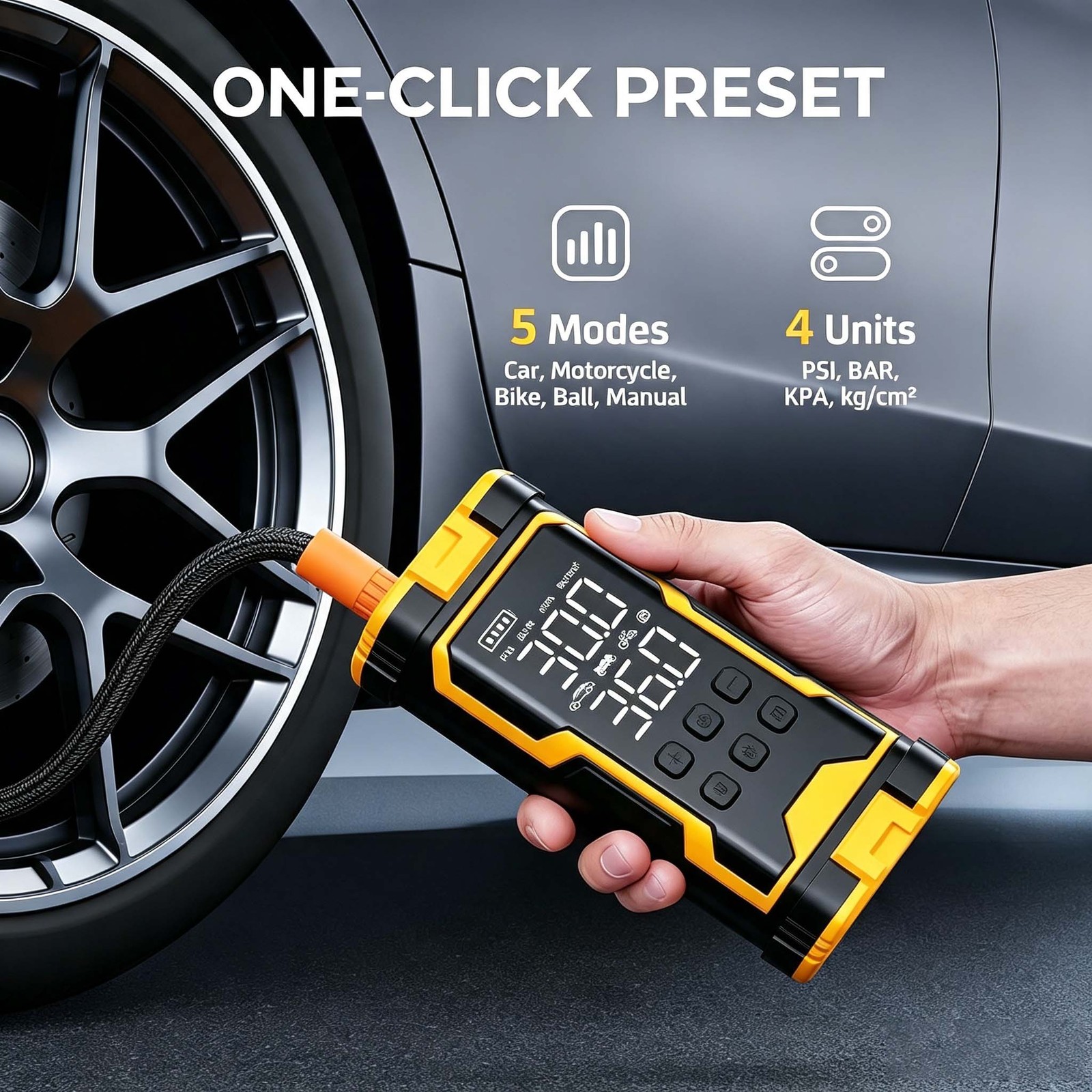 Car Tyre Inflator Cordless Digital USB Rechargeable Tire Air Compressor Pump 12V — image 2