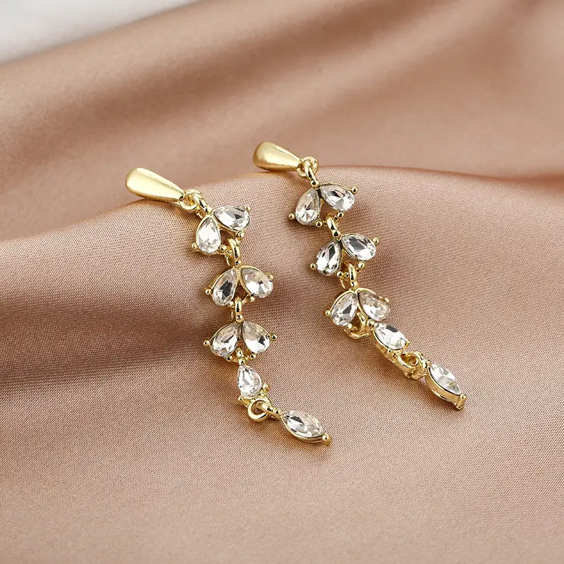Silver Needle Light Luxury Zircon Wheat Ear Exquisite Niche Earrings