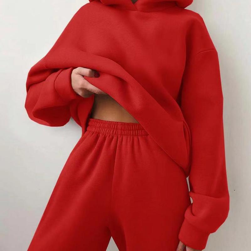 Women's Casual Hooded Sweater Two-piece Suit Clothes Hoodie Tracksuit - Picture 13 of 15
