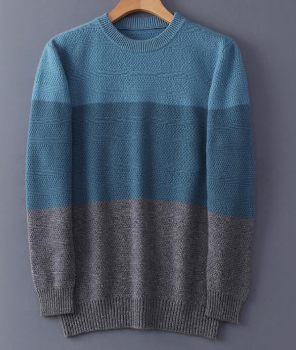 Men's Round Neck Color-blocking Padded Sweater