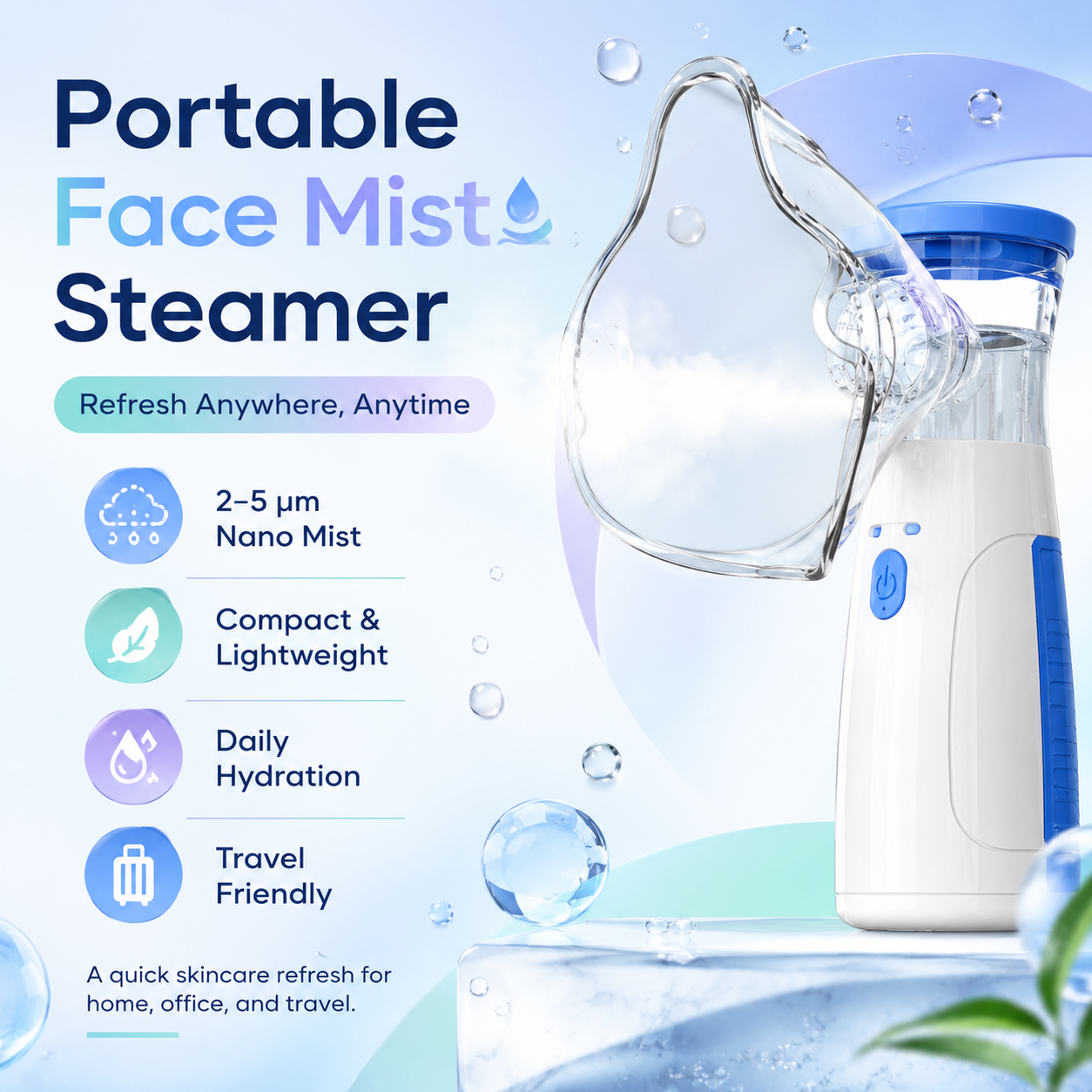 Portable Facial Steamer Nano-Ion Mist For Moisturizing Eyes & Face, Spa — image 6