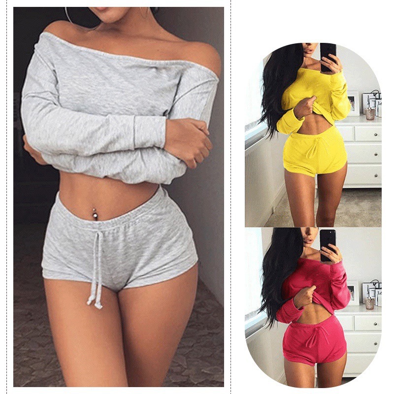Spring And Summer Solid Color Hot Girl Sweater Suit