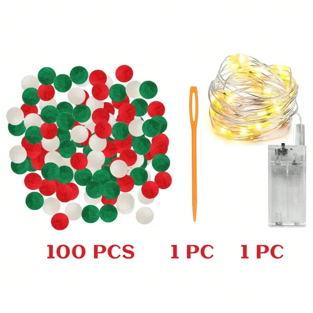Christmas Pom Poms Balls With Battery String Lights Red And Green White Pompoms Pom Poms For Crafts Making DIY Holiday Christmas Decorations Suppli... Green Red White - Shop at LoveMi