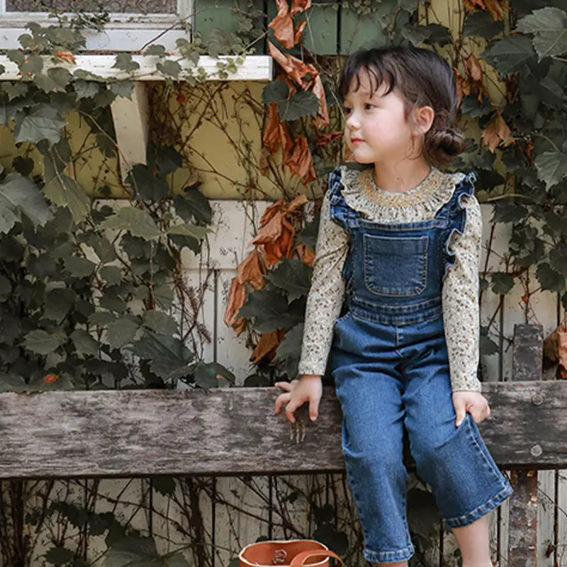 Children's Clothing Children Girl Lotus Collar Floral Cotton Floral T-shirt