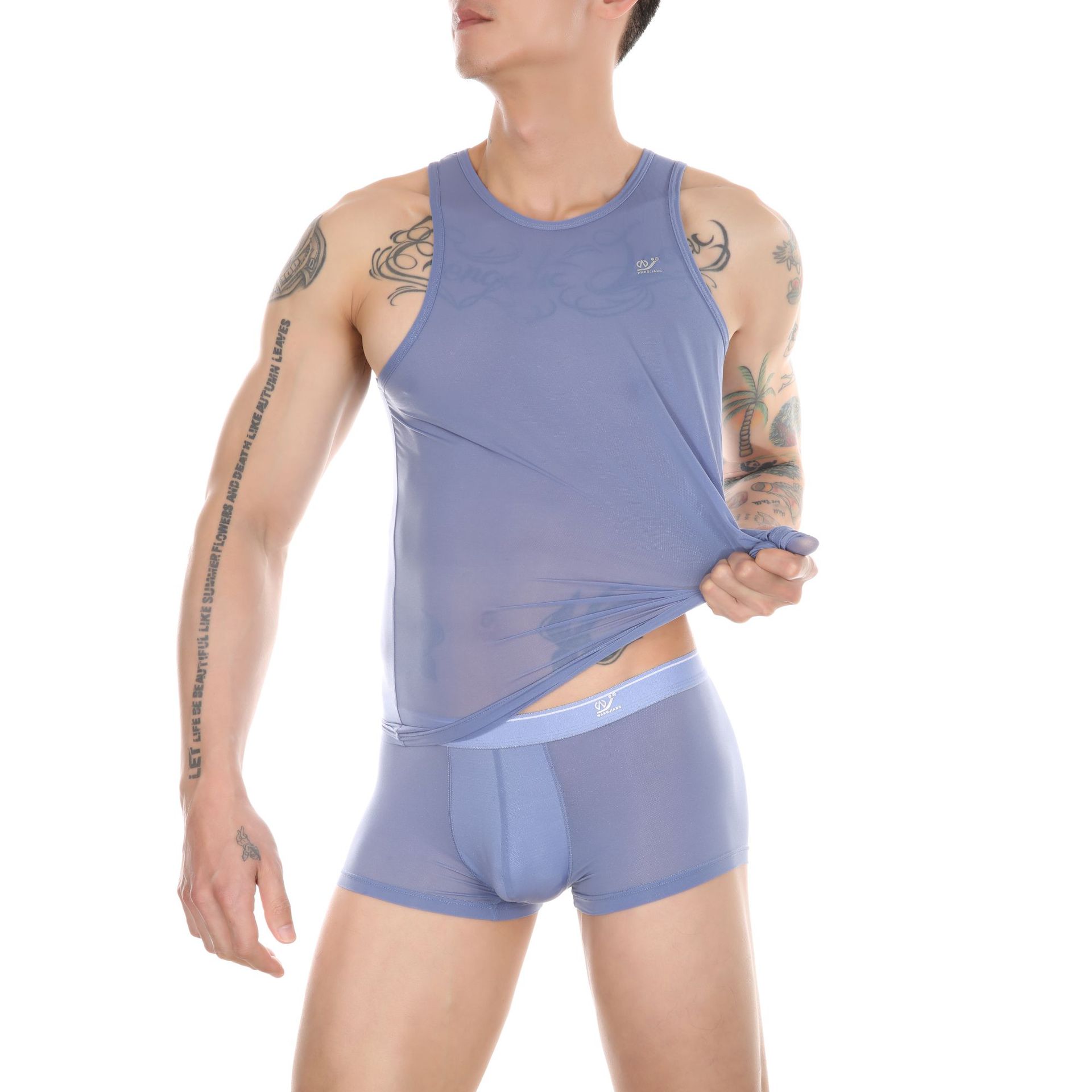 Title 1, Colete Masculino Transparente Malha Ultrafina d...