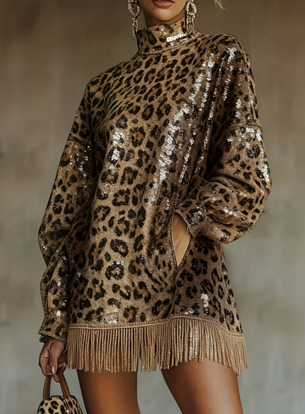 Tassel Turtleneck Dress Style L - Shop at LoveMi