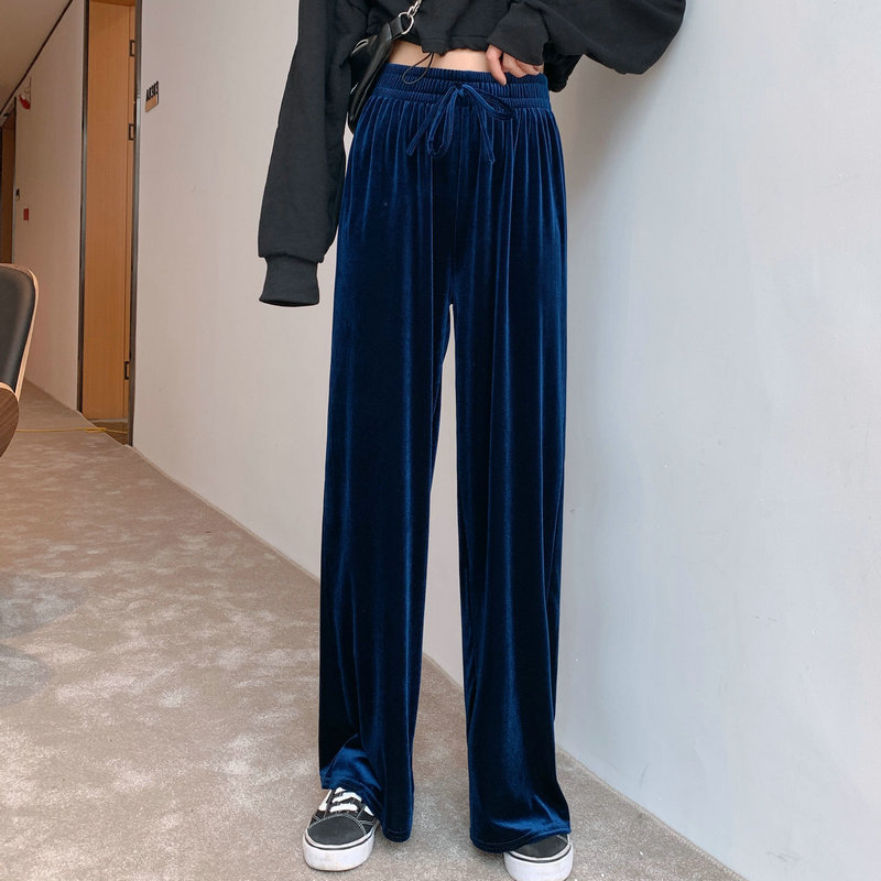 Title 11, Gold Velvet Drape Wide-leg Pants Lengthened Mop...