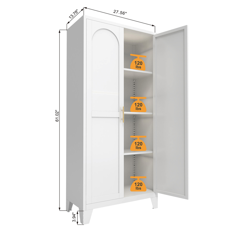 71in 2-Door Cabinet With Lock, Metal Storage Cabinet W Adjustable Shelves, Beige For Kitchen Bedroom Living Room,Beige 6