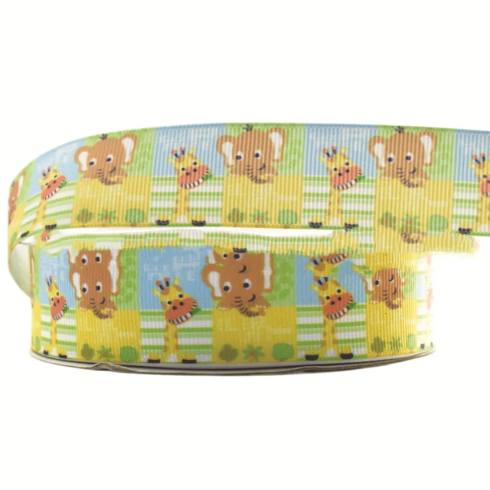 Small Animal Cartoon Printing Ribbon Hair Accessories - Pink 38Mm