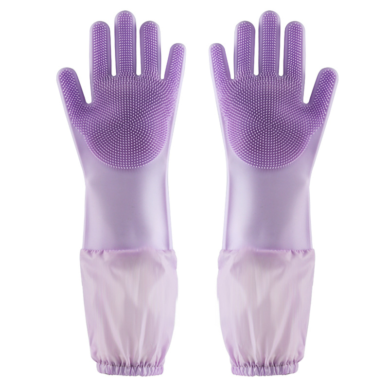 Title 3, Silicone Dishwashing Gloves Female Waterproof H...