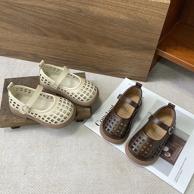2026 Summer New Arrival, Girls Closed-Toe Hollow Out Sandals, Soft Sole Princess Shoes For Little & Medium Kids, Cute Casual Children Footwear