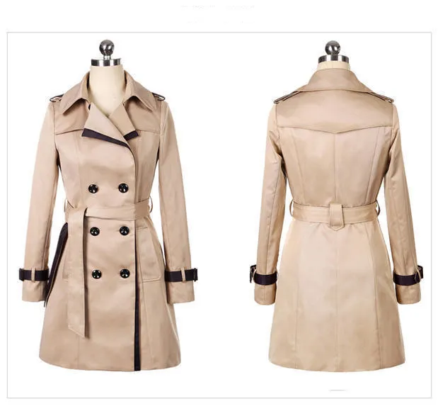 Ladies Autumn Trench Coat For Women Winter Long Coats Khaki - Shop at LoveMi