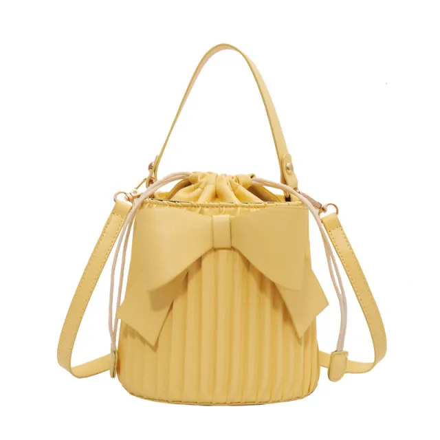 Bowknot Bucket Simple One Shoulder Handbag Fashion Orange - Shop at LoveMi