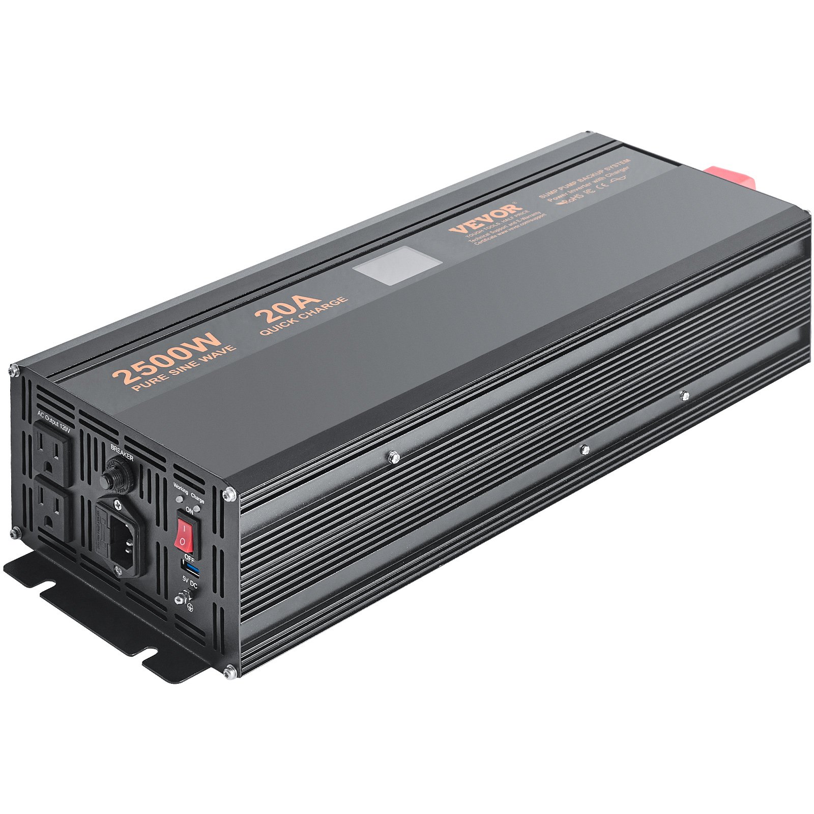 VEVOR 2500W Sump Pump Battery Backup System, LCD Display, Auto Switches To Battery Inverter Power For… image 7