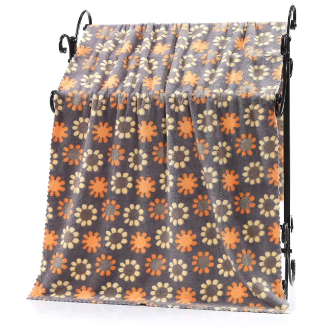 Printed Cartoon Soft Coral Fleece Bath Towel Dark Grey - Shop at LoveMi