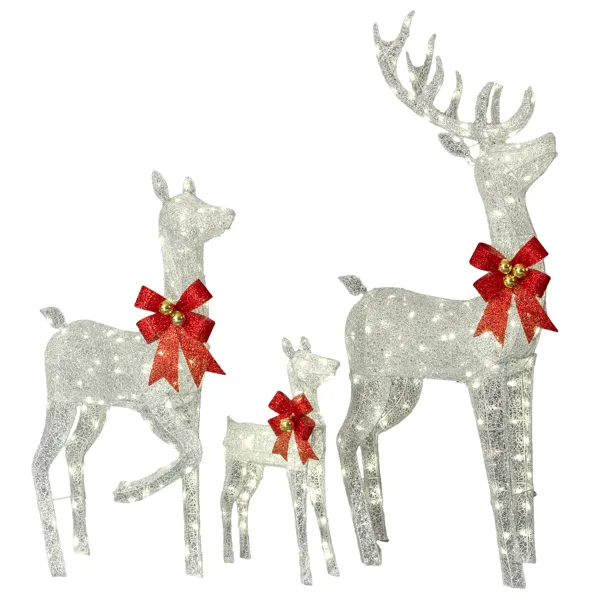 3-Piece Lighted Christmas Reindeer Family Set Outdoor Decorations, Weather Proof Sparkling Deer Family… image 5