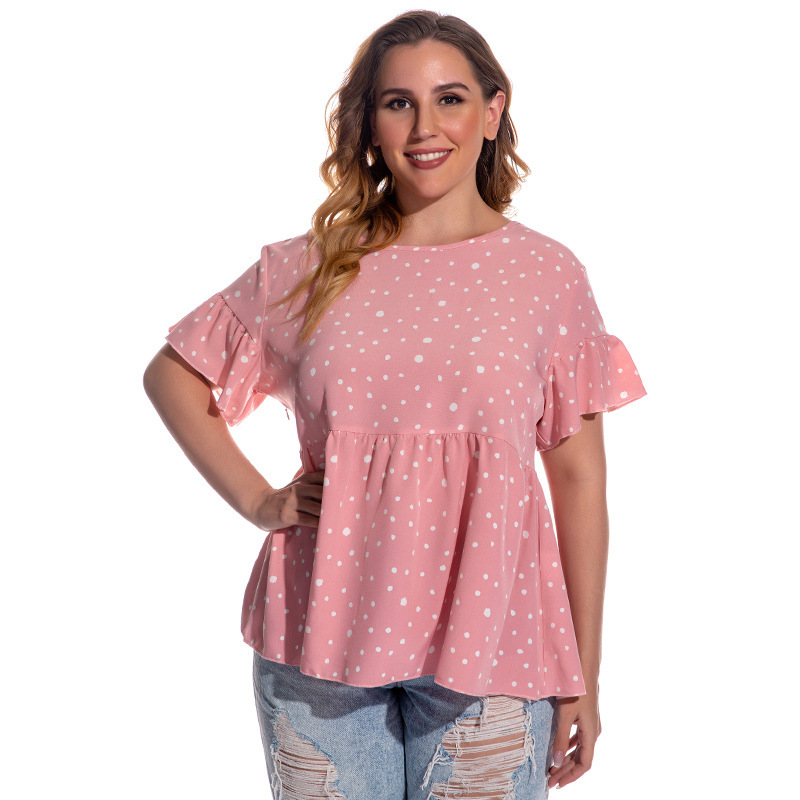 Title 4, Dot Flared Sleeve Short Sleeve Plus Size Women