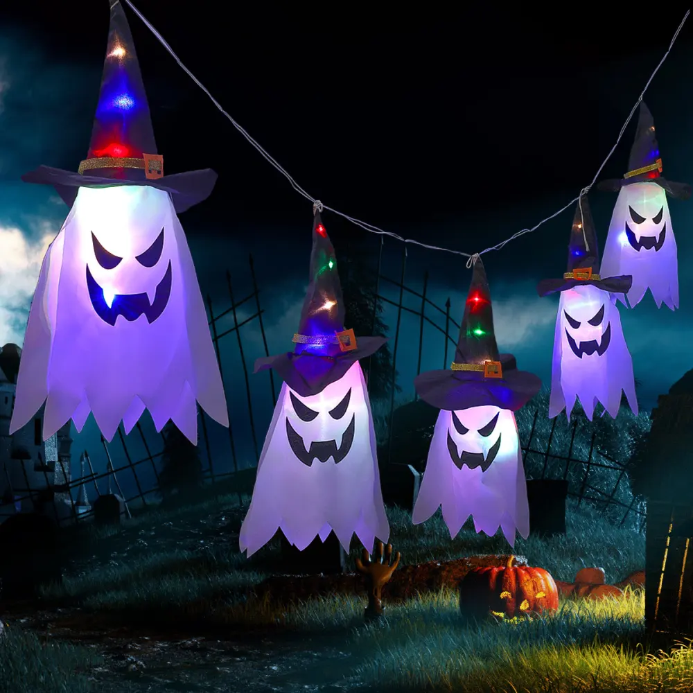 Halloween Holiday Decoration Lanterns Cloth Art Ghost String Lights