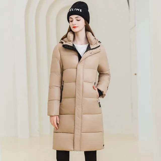 Winter Warm Hooded Coat With Pockets Fashion Simple Long Cotton Jacket Solid Color Outwear Women's Clothing Khaki - Shop at LoveMi
