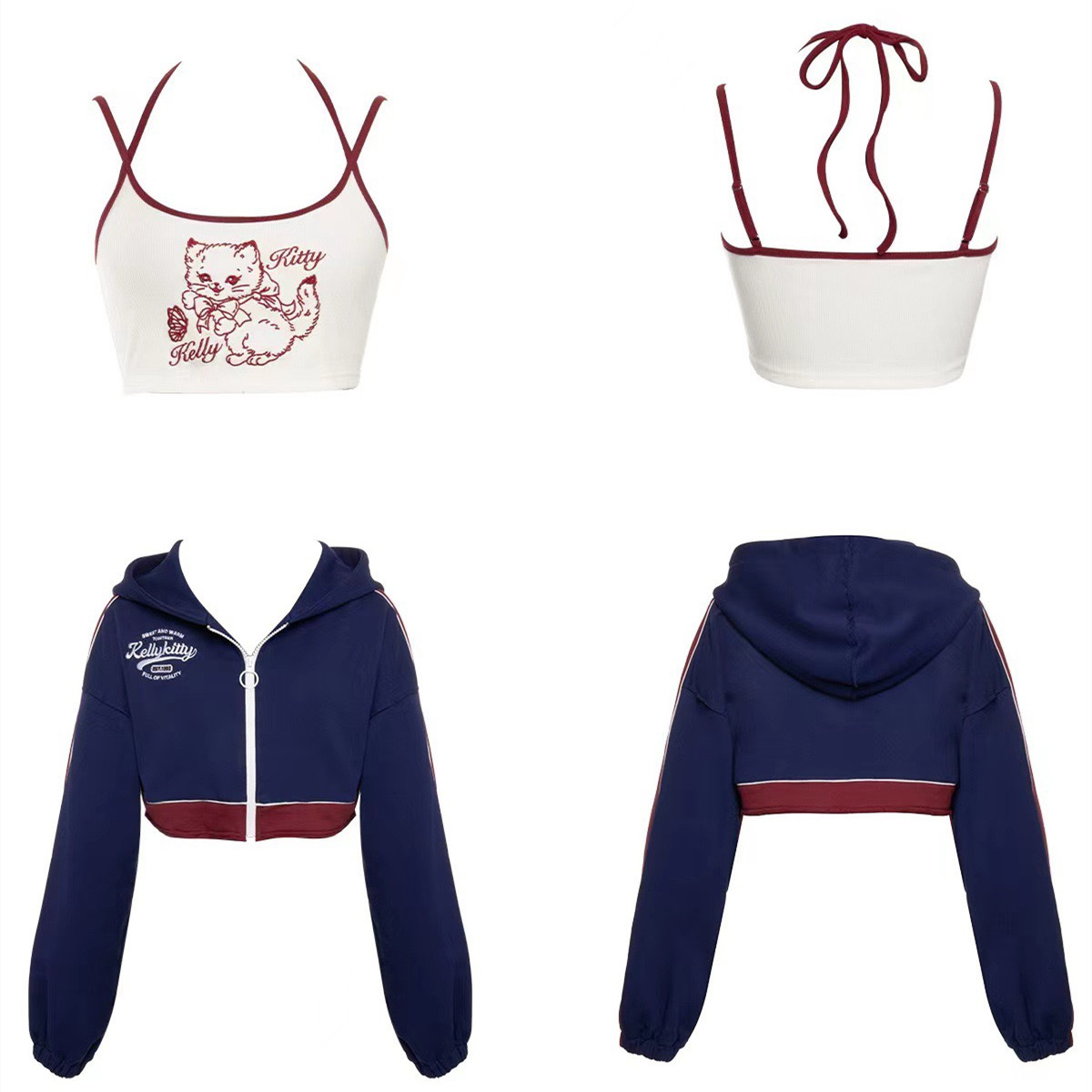 Fashion Casual Blue Long Sleeved Jacket Short Skirt