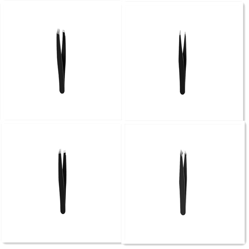 Stainless Steel Eyebrow Tweezers Black Flat Hairs Puller Beauty Makeup Tool