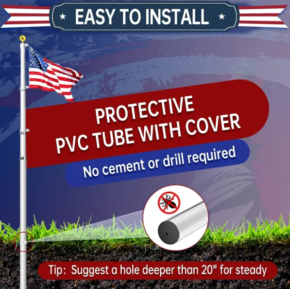 Aluminum Flagpole With US Flag And Ball — view 6