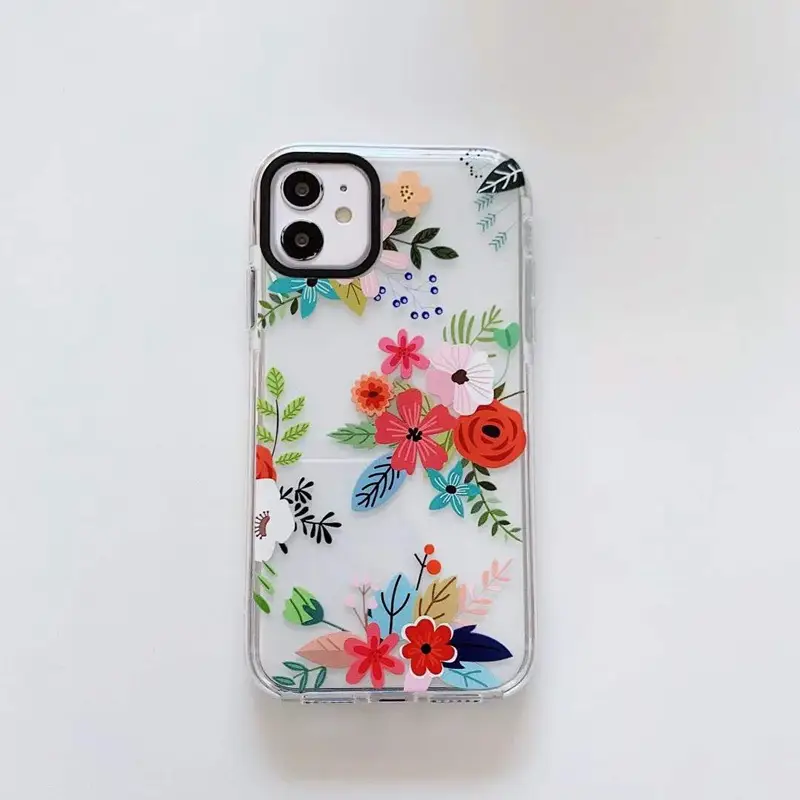 Small And Simple Flower Transparent Mobile Phone Case 12ProMax Soft Shell 11 Two-color Border