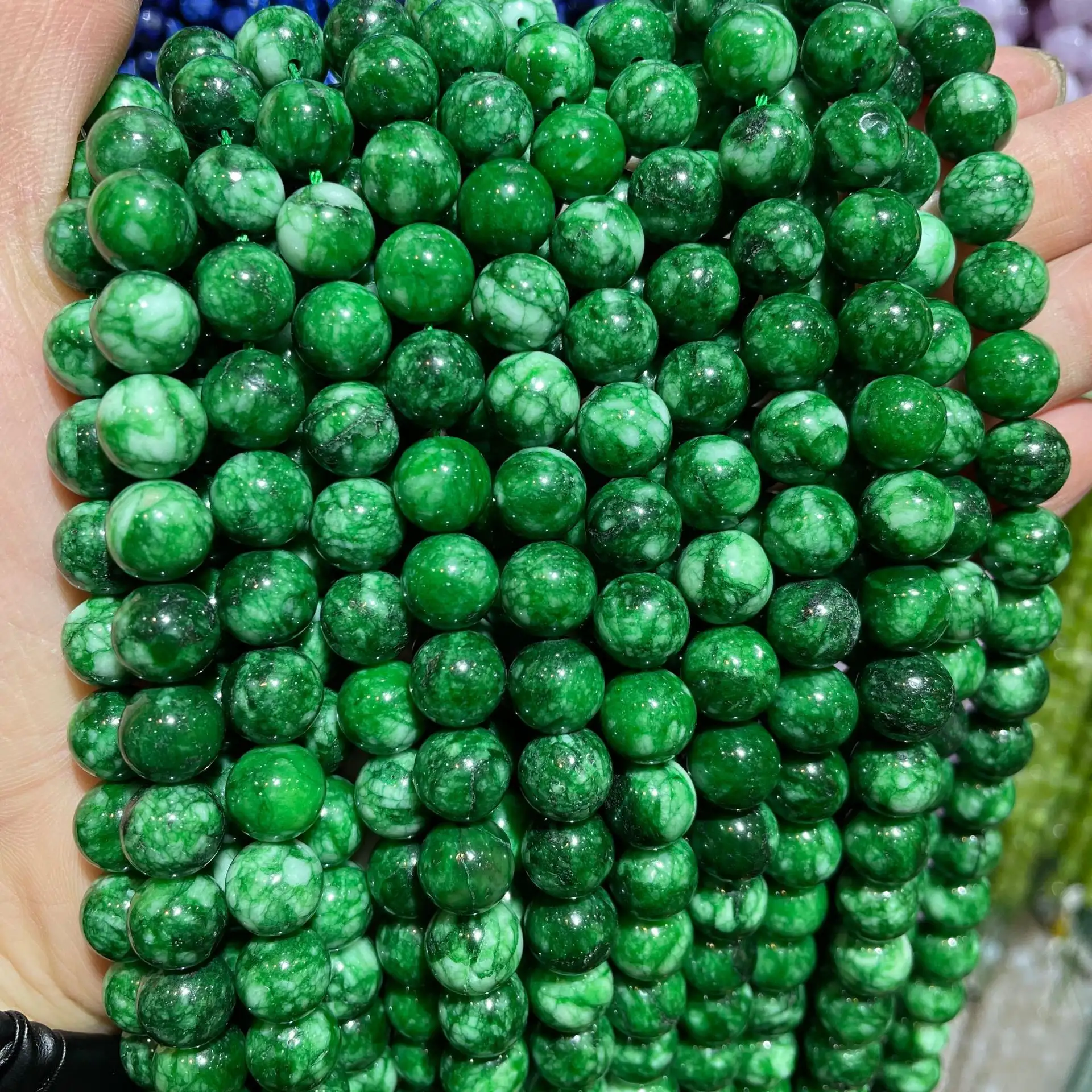Dry Green Loose Beads Old Dry Green Jadeite Chalcedony