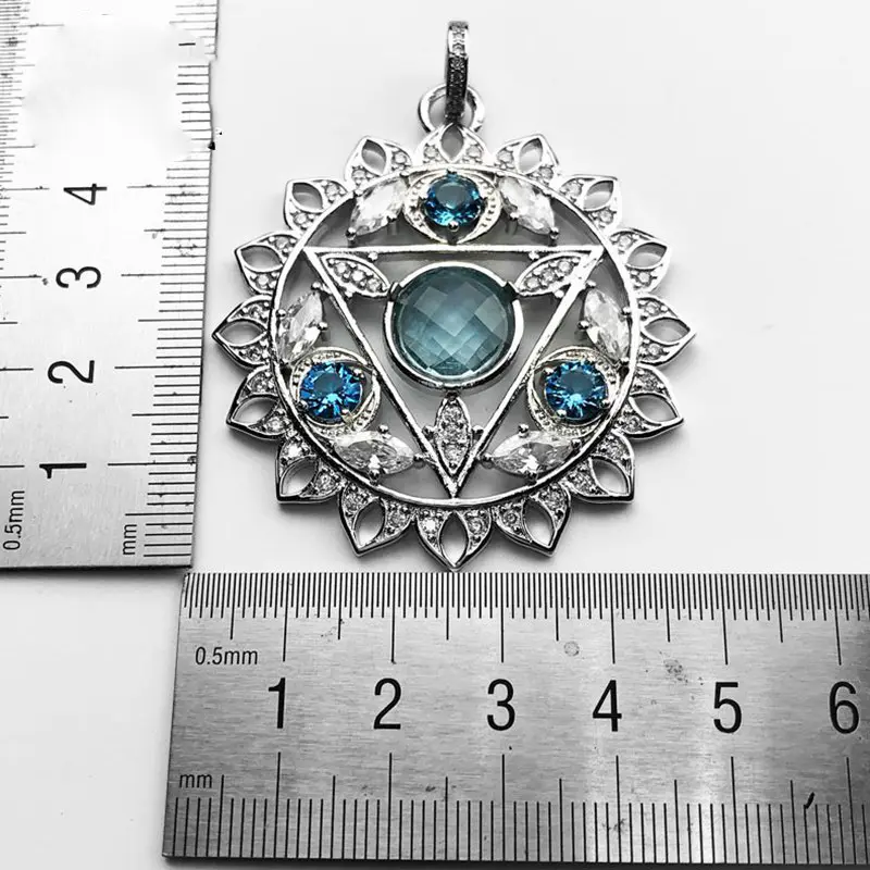 Fashion Simple Silver Blue Lotus Pendant