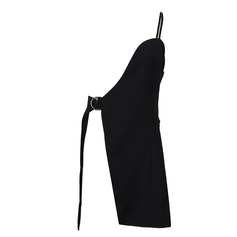 Title 1, Fashion Lady Curved Irregular Black Suit Vest