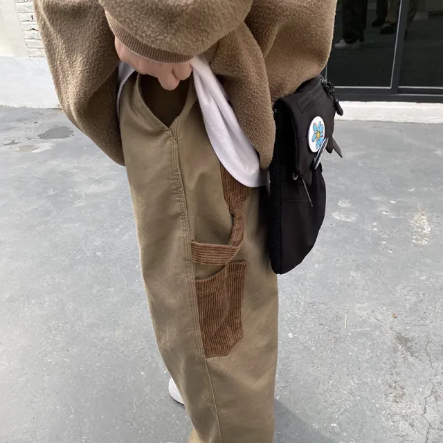 Versatile Panel Straight Leg Solid Street Cargo Pants Khaki - Shop at LoveMi