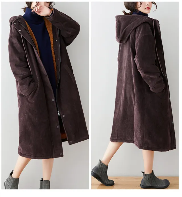 Ladies' Lambswool Winter Mid length Coat Coffee - Shop at LoveMi