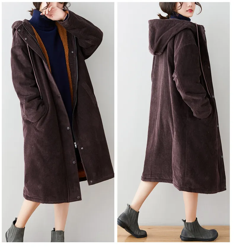 Ladies' Lambswool Winter Mid-length Coat - Coffee