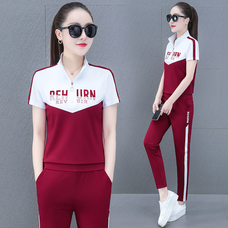 Summer New Women's Short Sleeve Trousers Sports Suit