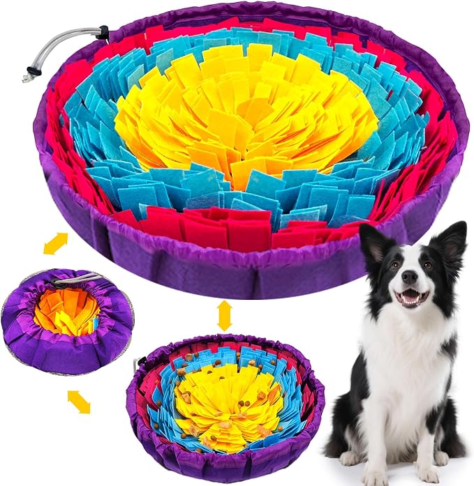 19-Inch Snuffle Mat For Dogs & Cats, Adjustable Slow Feeder And Interactive Foraging Puzzle Toy For Mental Stimulation