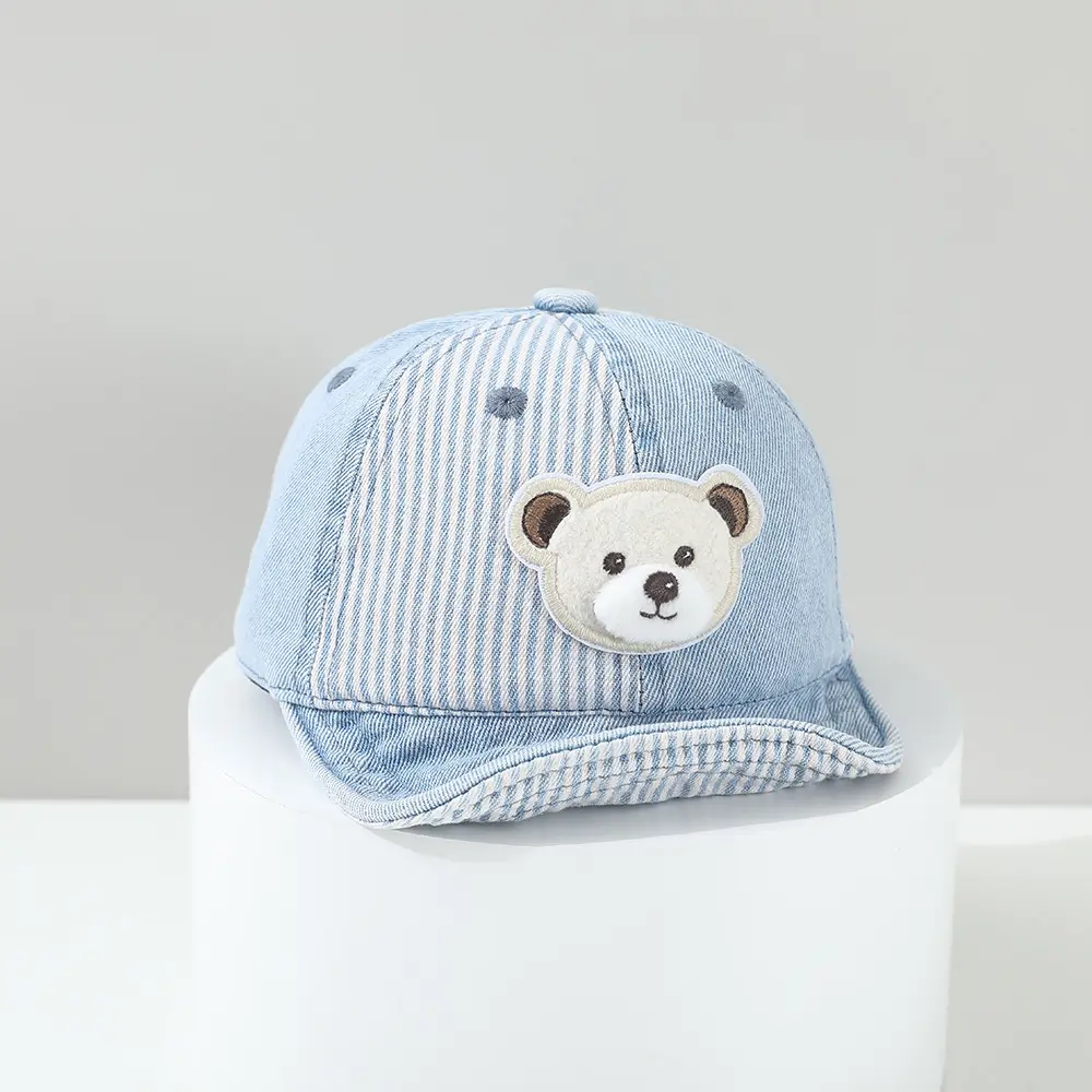 Children's Patchwork Striped Cartoon Bear Sewn Water-washed