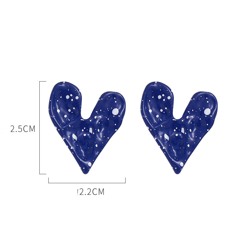 Splashing Ink Love Earrings Ins Niche Design Fashion Simple Silver Needle Stud Earrings