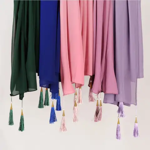 Hijab with Tassel At Four Corners