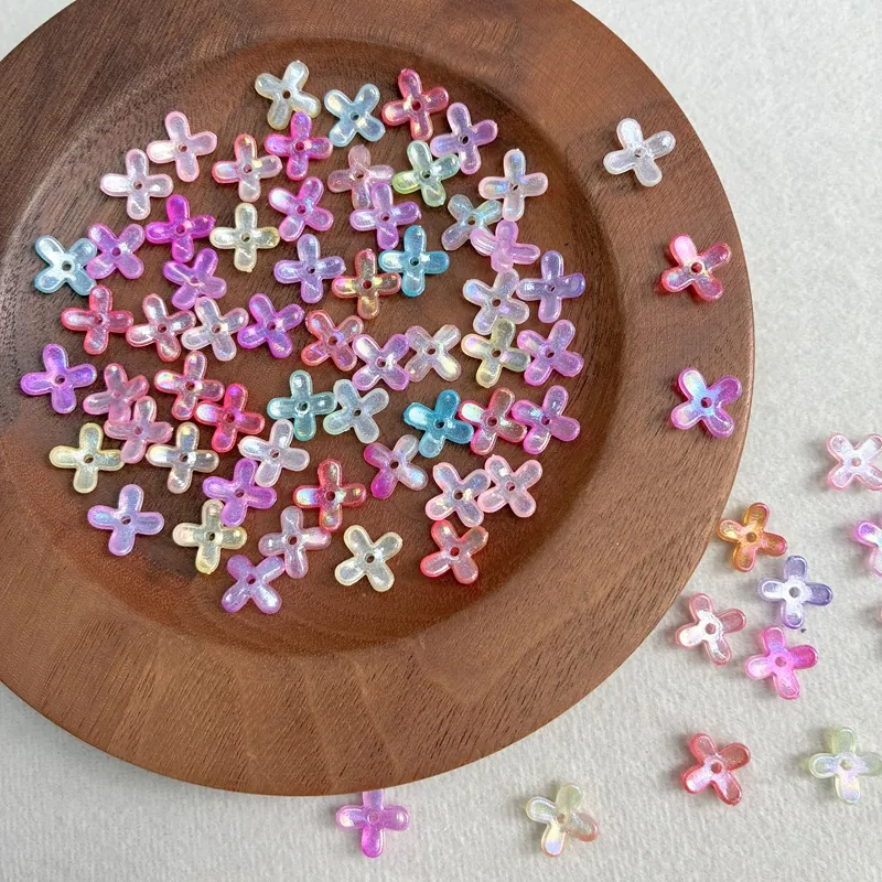 Luminous Glow-in-the-Dark 4-Petal Acrylic Flower Beads, Two-Tone